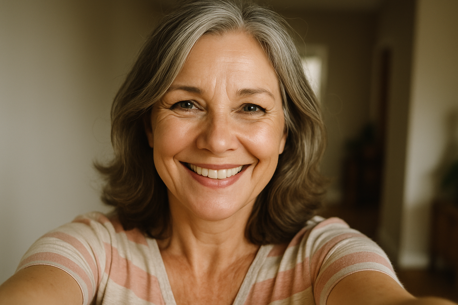 selfie style image of a women in her 50's